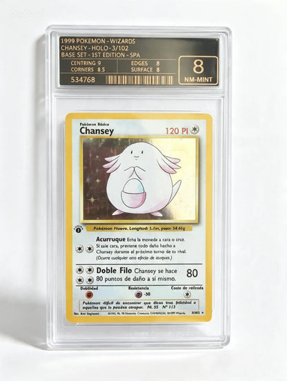 Chansey Base Set Holo 1ª Edición, Español, European Grading 8