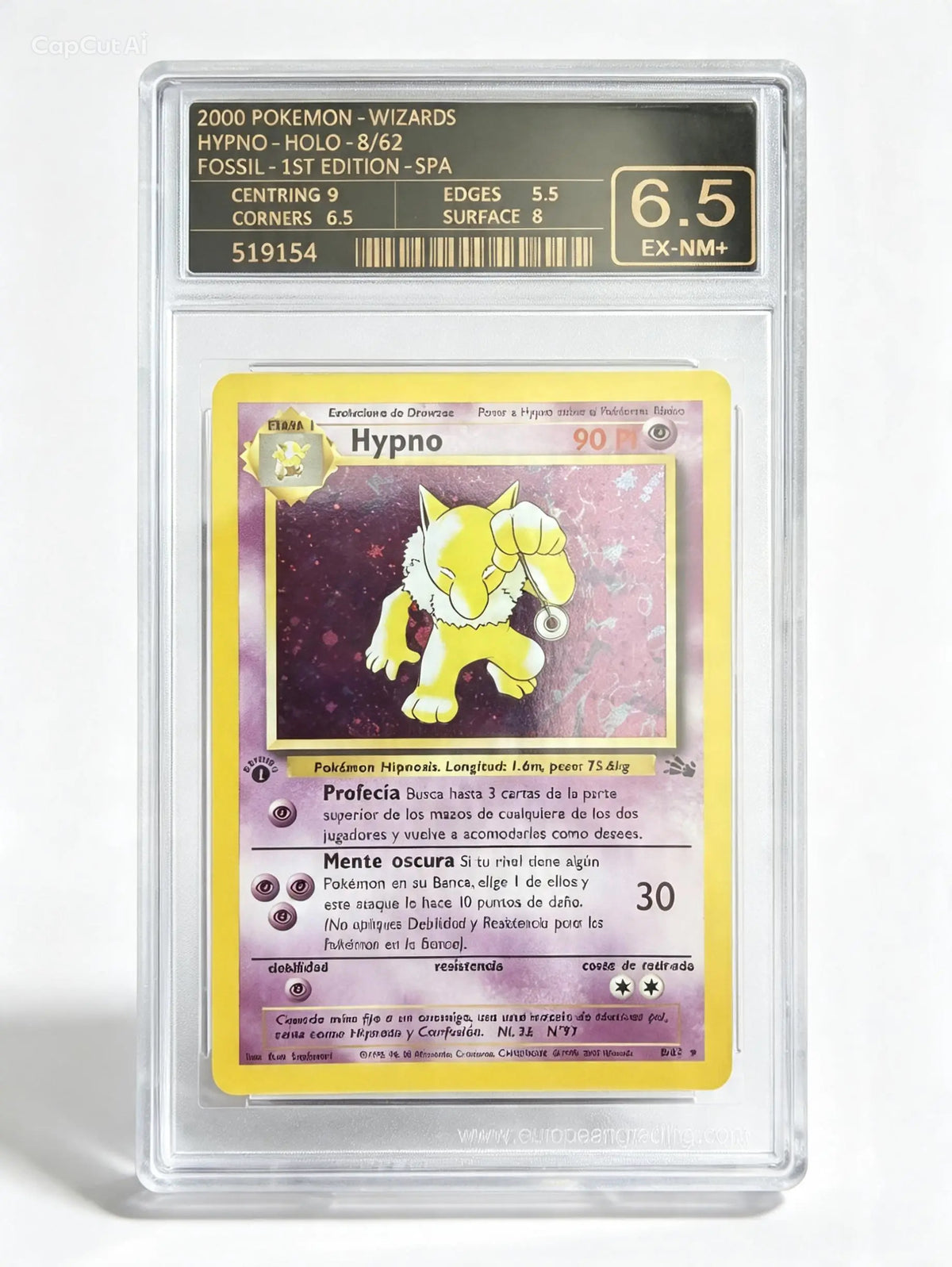 Hypno Fossil Holo 1ª Edición, Español, European Grading 6,5