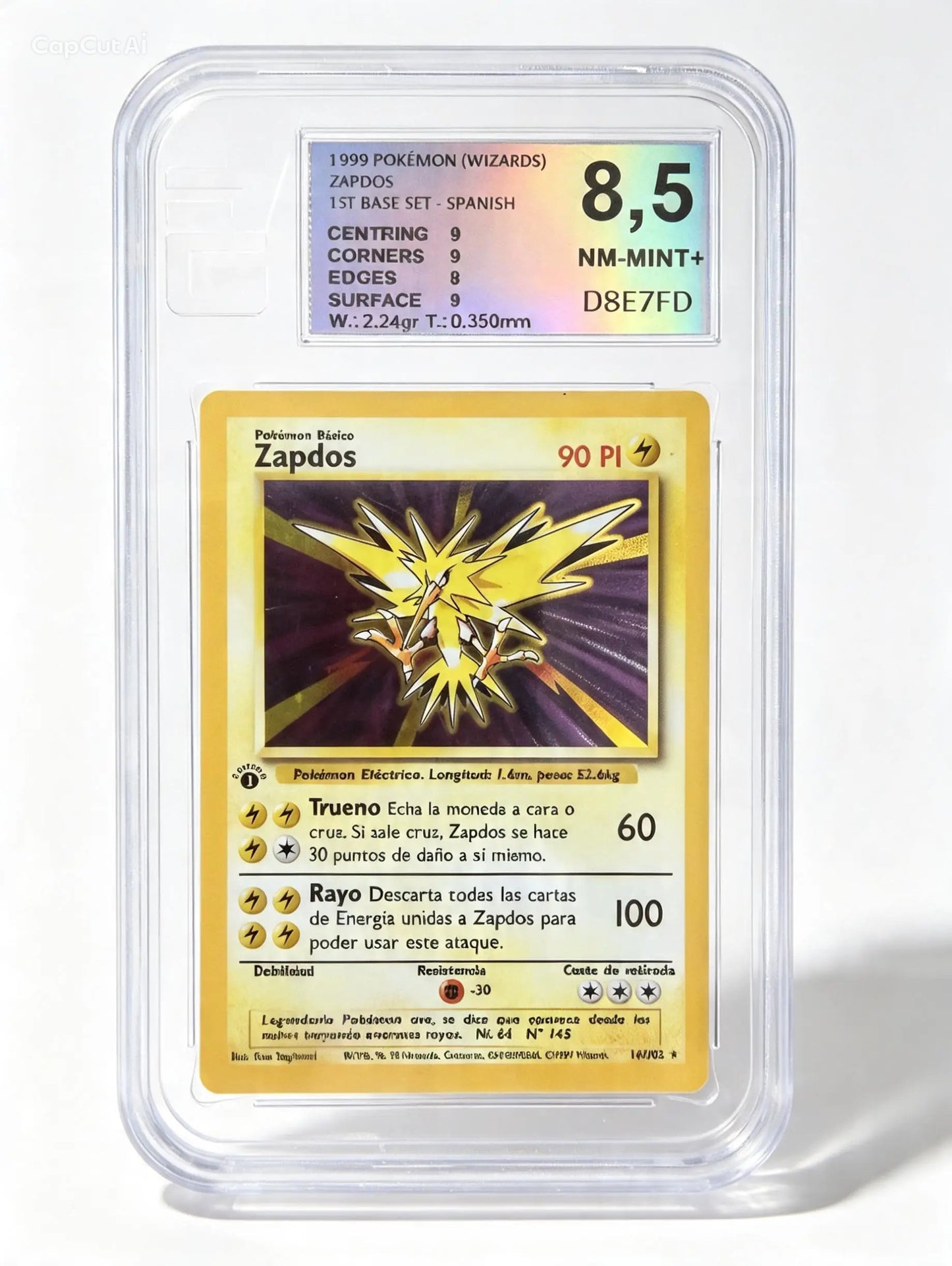 Zapdos Base Set Holo 1ª Edición, Español, European Grading 8,5