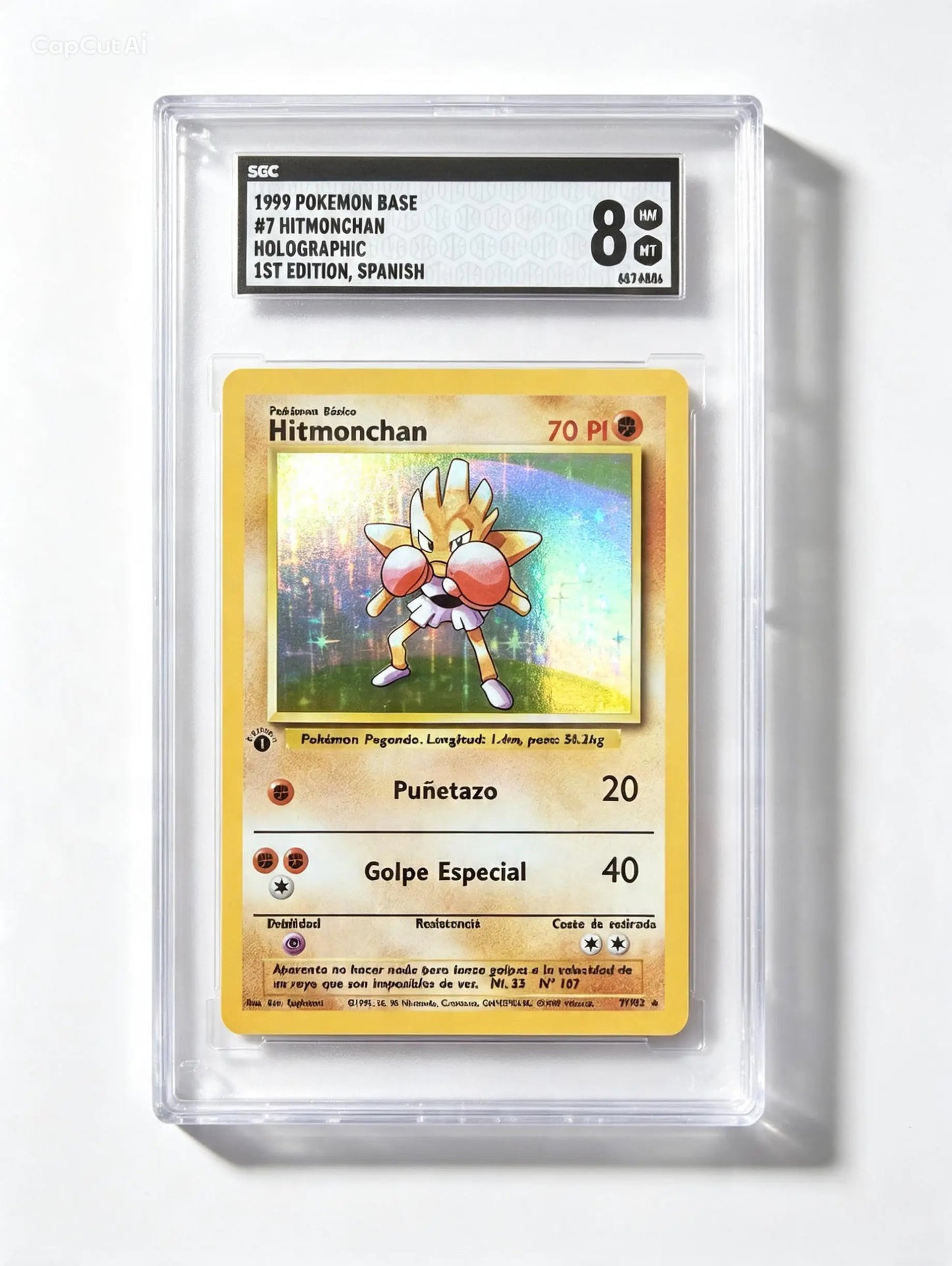 Hitmonchan Base Set Holo 1ª Edición, Español, SGC 8