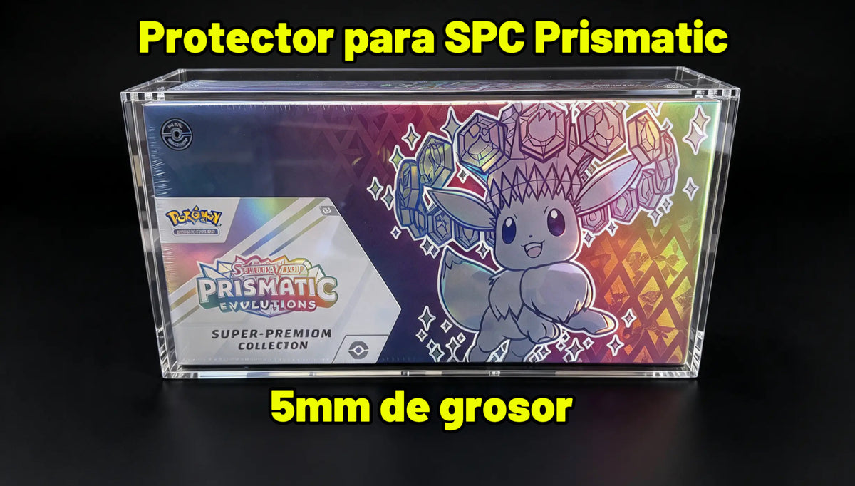 Protector acrílico de 5mm para SPC Prismatic Evolutions con la caja dentro - Iberian Collect