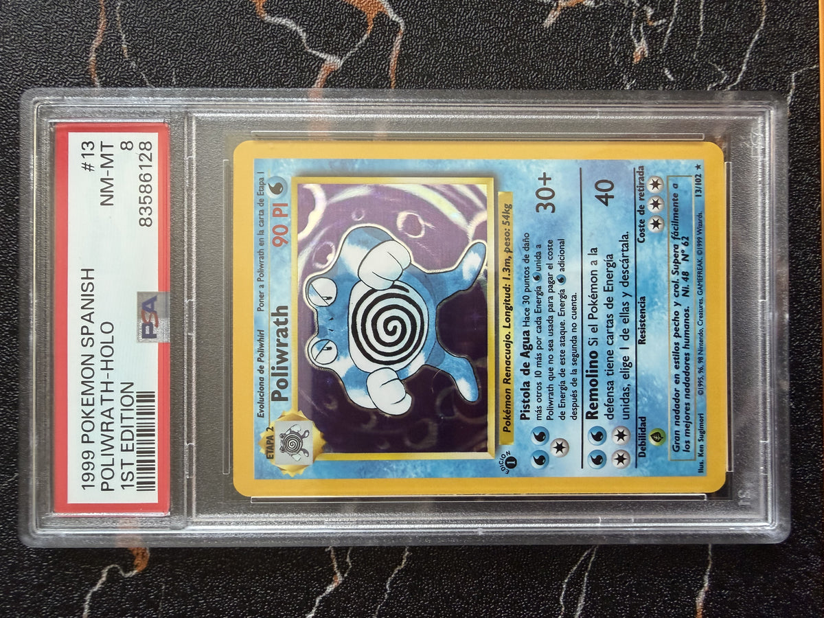 Poliwrath Base Set Holo 1ª Edición, Español, PSA 8 - foto original sin procesar