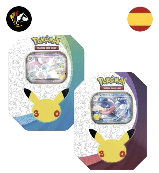 Lata Pokémon 30 Aniversario EX Tin, versiones Sylveon ex y Greninja ex - Iberian Collect