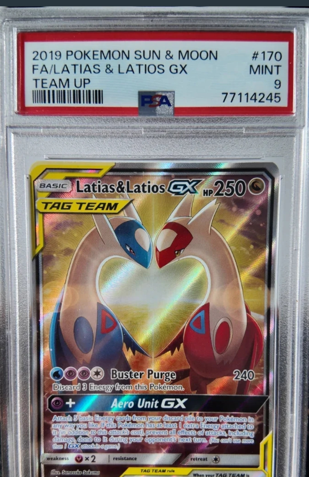 Latias & Latios GX Team Up , inglés, PSA 9