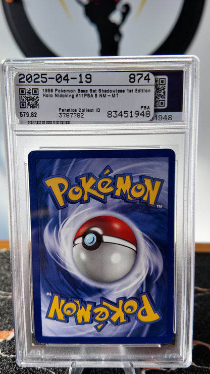 Nidoking Base set 1a edición , shadowless , PSA 8